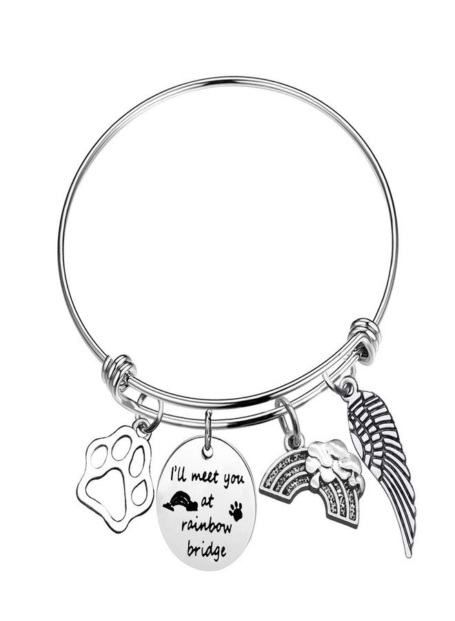 Baipilu Pet Memorial Gifts Engraved Bracelet I’ll Meet You at Rainbow Bridge Bracelet Loss of Pet Bracelet Dog Sympathy Gifts Dog Memorial Jewelry Pet Loss Gift Pet Sympathy Gift - Image 1